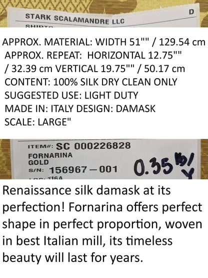 Scalamandre Fornarina Gold Silk Damask Medallion MSRP USD 648/Y