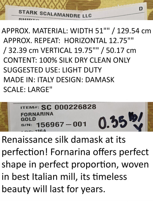 Scalamandre Fornarina Gold Silk Damask Medallion MSRP USD 648/Y