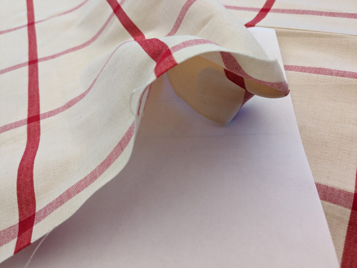 Scalamandre Pique-Nique Plaid Rose Plaid Check Red and Beige Cotton MSRP USD 200+/y