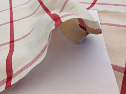 Scalamandre Pique-Nique Plaid Rose Plaid Check Red and Beige Cotton MSRP USD 200+/y