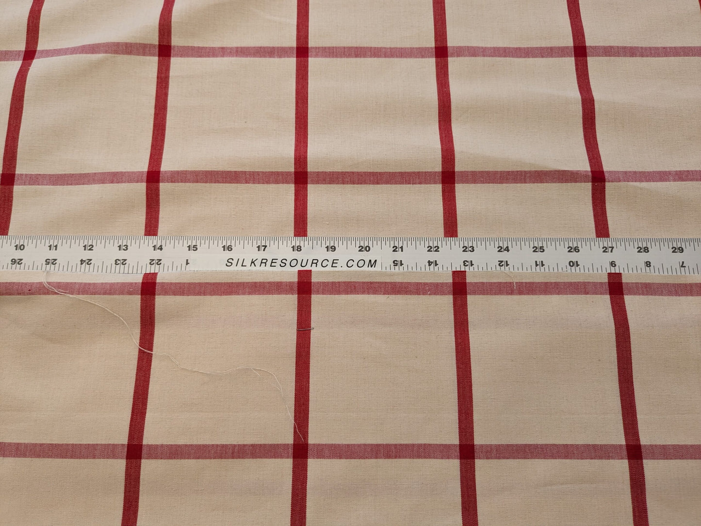 Scalamandre Pique-Nique Plaid Rose Plaid Check Red and Beige Cotton MSRP USD 200+/y