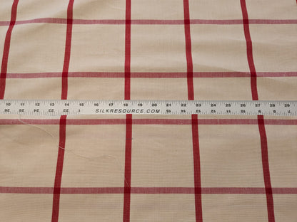 Scalamandre Pique-Nique Plaid Rose Plaid Check Red and Beige Cotton MSRP USD 200+/y