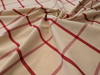 Scalamandre Pique-Nique Plaid Rose Plaid Check Red and Beige Cotton MSRP USD 200+/y