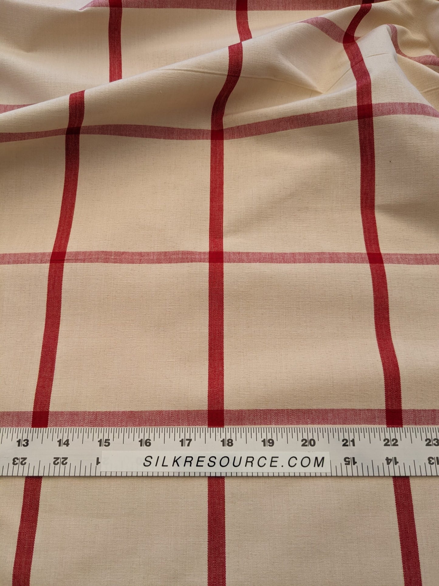 Scalamandre Pique-Nique Plaid Rose Plaid Check Red and Beige Cotton MSRP USD 200+/y