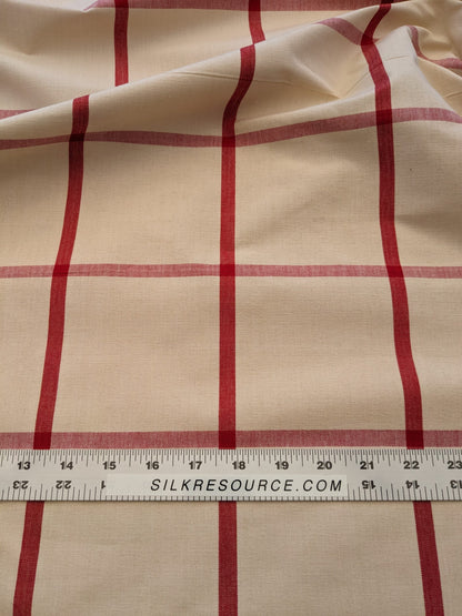 Scalamandre Pique-Nique Plaid Rose Plaid Check Red and Beige Cotton MSRP USD 200+/y