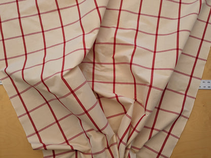 Scalamandre Pique-Nique Plaid Rose Plaid Check Red and Beige Cotton MSRP USD 200+/y