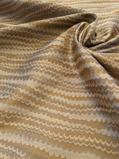 Scalamandre End Paper Dune Brown Tan Gold 100% Silk Glamorous Marbled Paper Wave MSRP USD 378/y