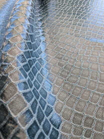 Scalamandre Gator Lagoon Blue Viscose Blend Small Scale MSRP $210/y