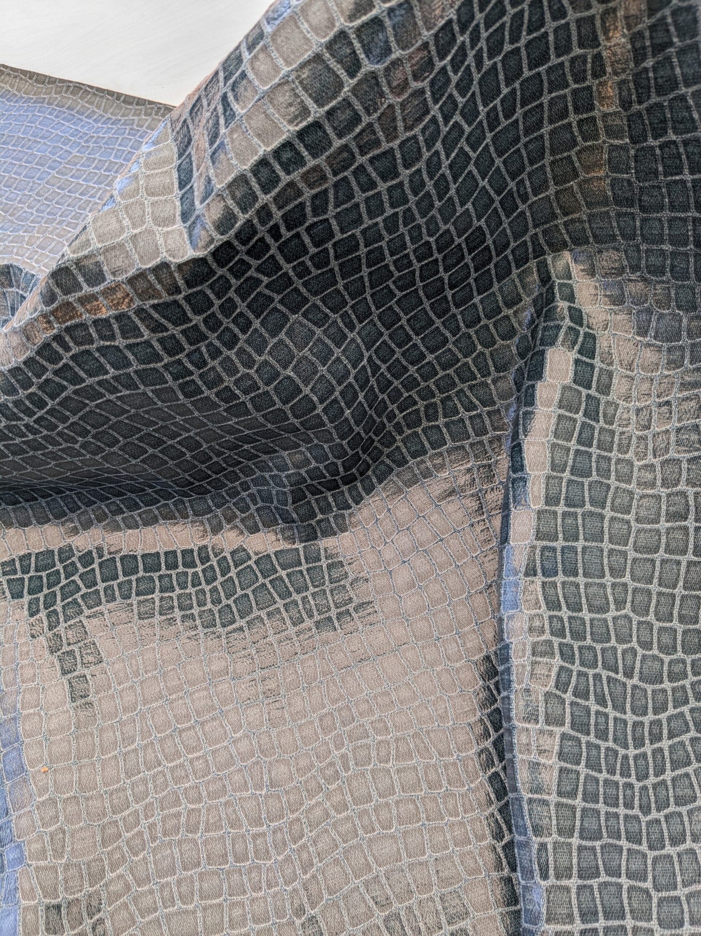 Scalamandre Gator Lagoon Blue Viscose Blend Small Scale MSRP $210/y