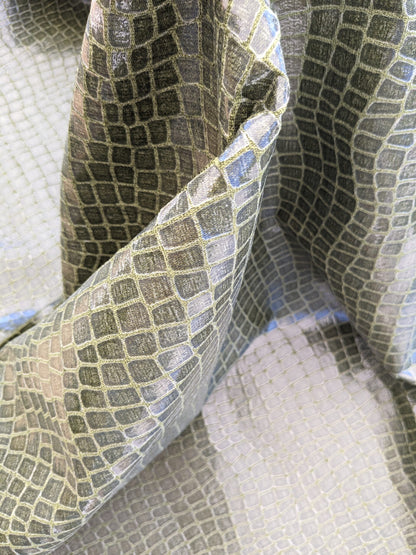 Scalamandre Gator Swamp Green Viscose Blend Small Scale MSRP $210/y