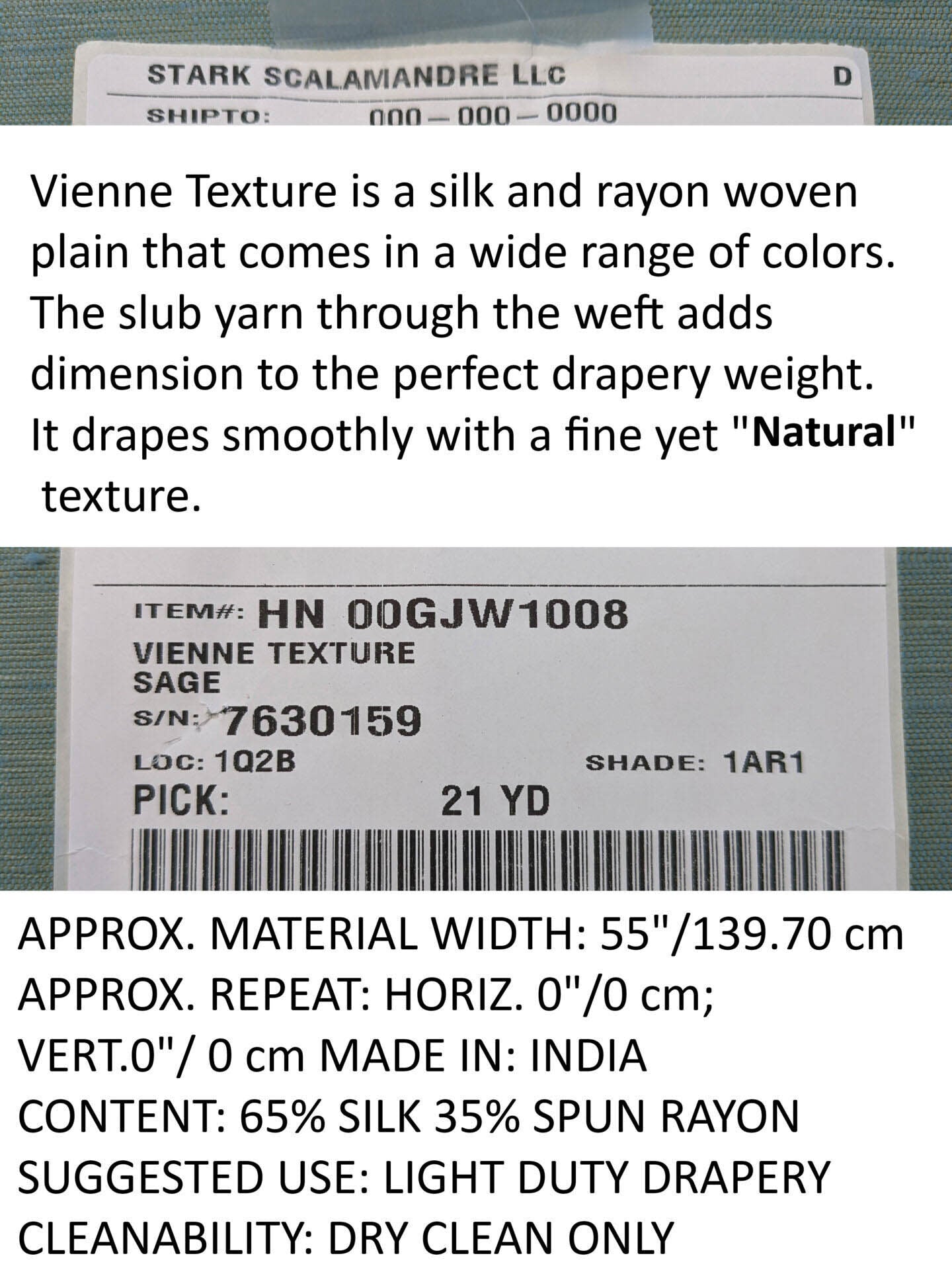 Scalamandre Vienne Texture Sage Light Blue Silk Solid Texture MSRP USD 276/y