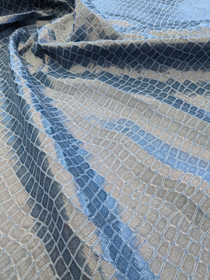 Scalamandre Gator Periwinkle Blue Viscose Blend Small Scale MSRP $210/y