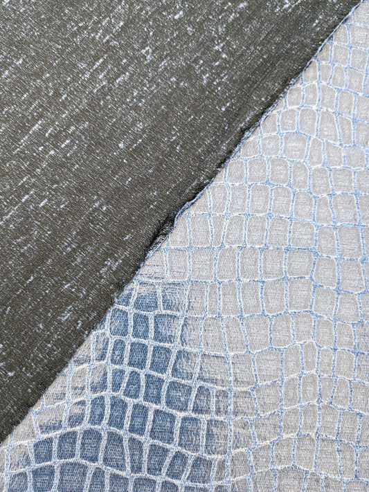 Scalamandre Gator Periwinkle Blue Viscose Blend Small Scale MSRP $210/y