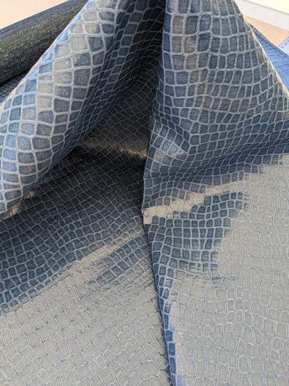 Scalamandre Gator Periwinkle Blue Viscose Blend Small Scale MSRP $210/y