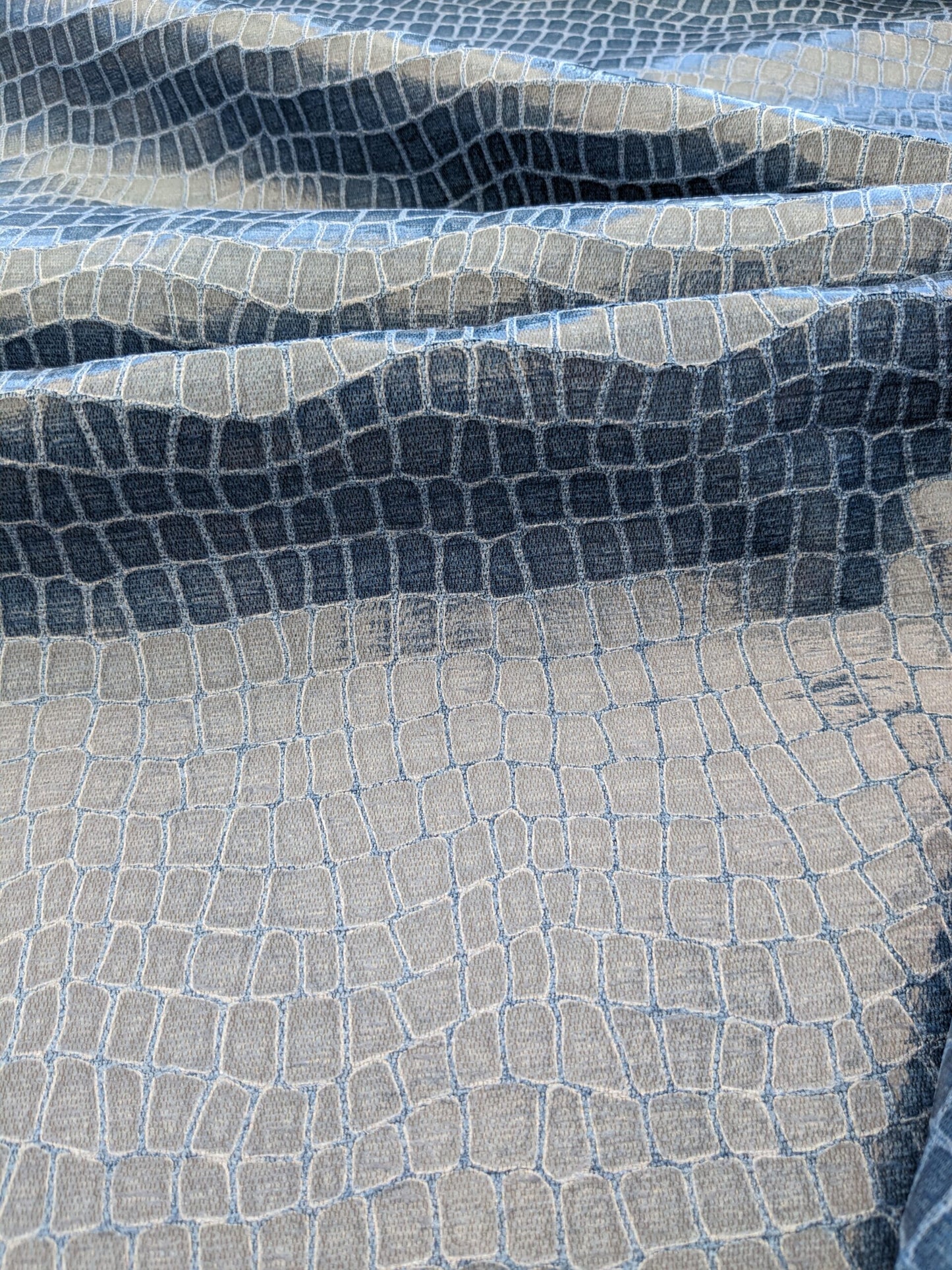 Scalamandre Gator Periwinkle Blue Viscose Blend Small Scale MSRP $210/y