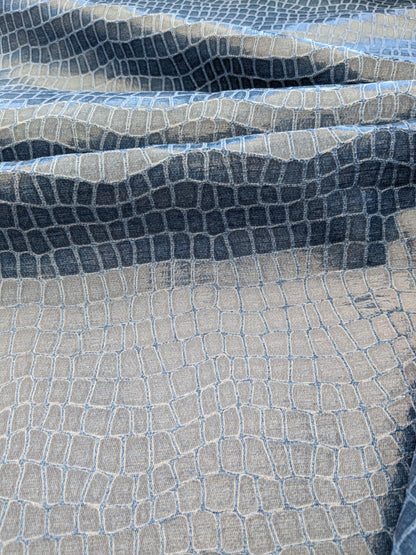 Scalamandre Gator Periwinkle Blue Viscose Blend Small Scale MSRP $210/y