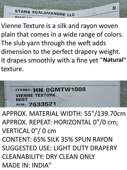 Scalamandre Vienne Texture Mist Gray Blue Silk Solid Texture MSRP USD 276/y