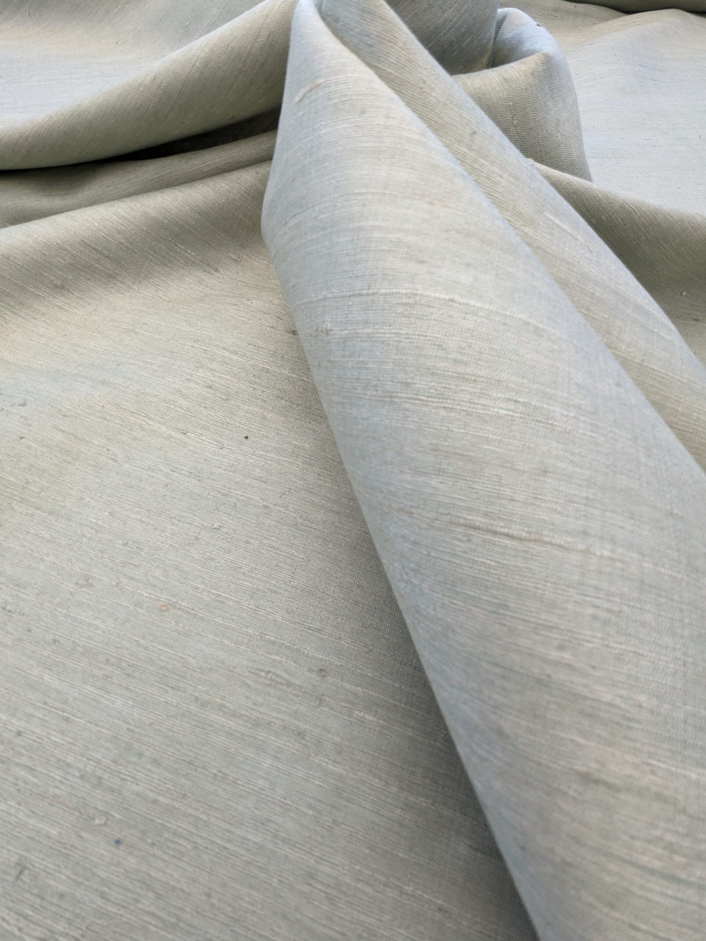 Scalamandre Vienne Texture Mist Gray Blue Silk Solid Texture MSRP USD 276/y