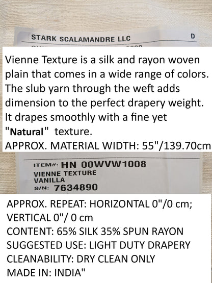 Scalamandre Vienne Texture Vanilla Cream White Silk Solid Texture MSRP USD 276/y