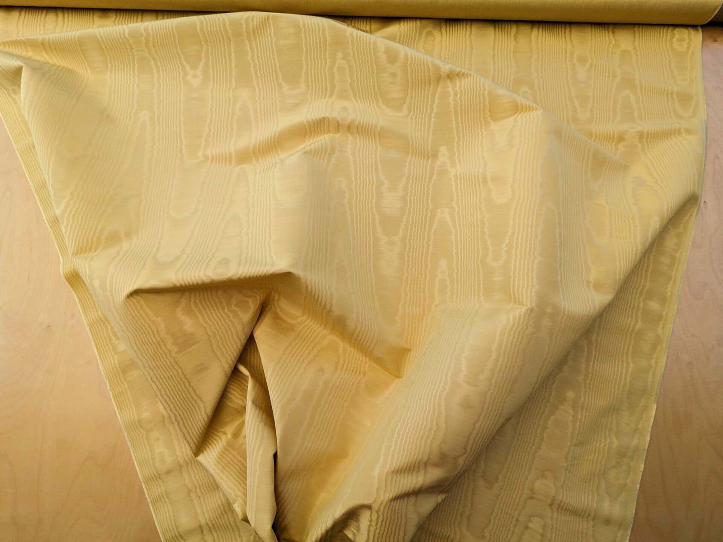Scalamandre Doberman Moire Straw Viscose Yellow Gold Texture Watermark MSRP USD 380/y