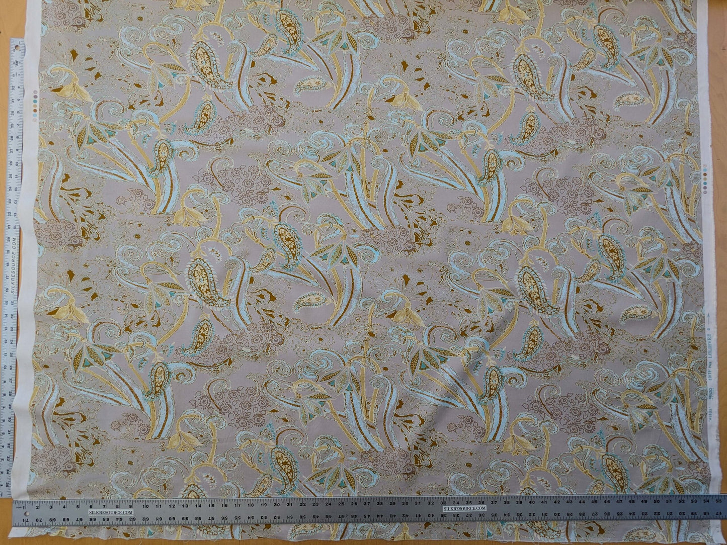 Scalamandre Lelievre Paris Albus Armande Paisley Abstract Art Deco Gray Blue Gold MSRP USD304/y