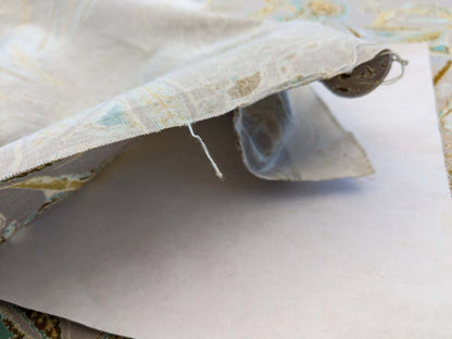 Scalamandre Lelievre Paris Albus Armande Paisley Abstract Art Deco Gray Blue Gold MSRP USD304/y