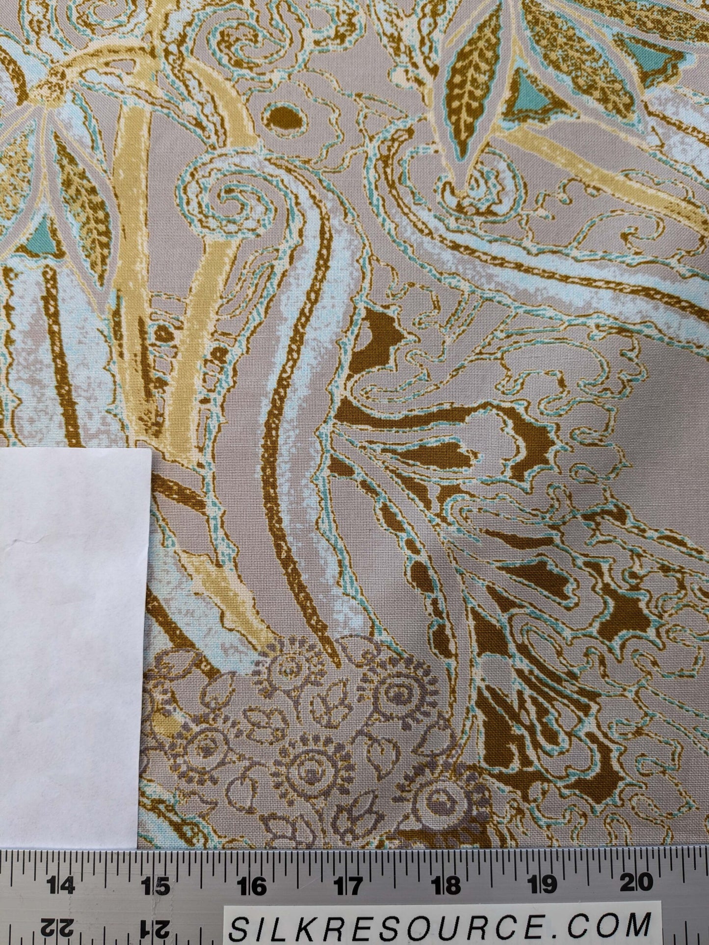 Scalamandre Lelievre Paris Albus Armande Paisley Abstract Art Deco Gray Blue Gold MSRP USD304/y