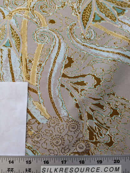 Scalamandre Lelievre Paris Albus Armande Paisley Abstract Art Deco Gray Blue Gold MSRP USD304/y
