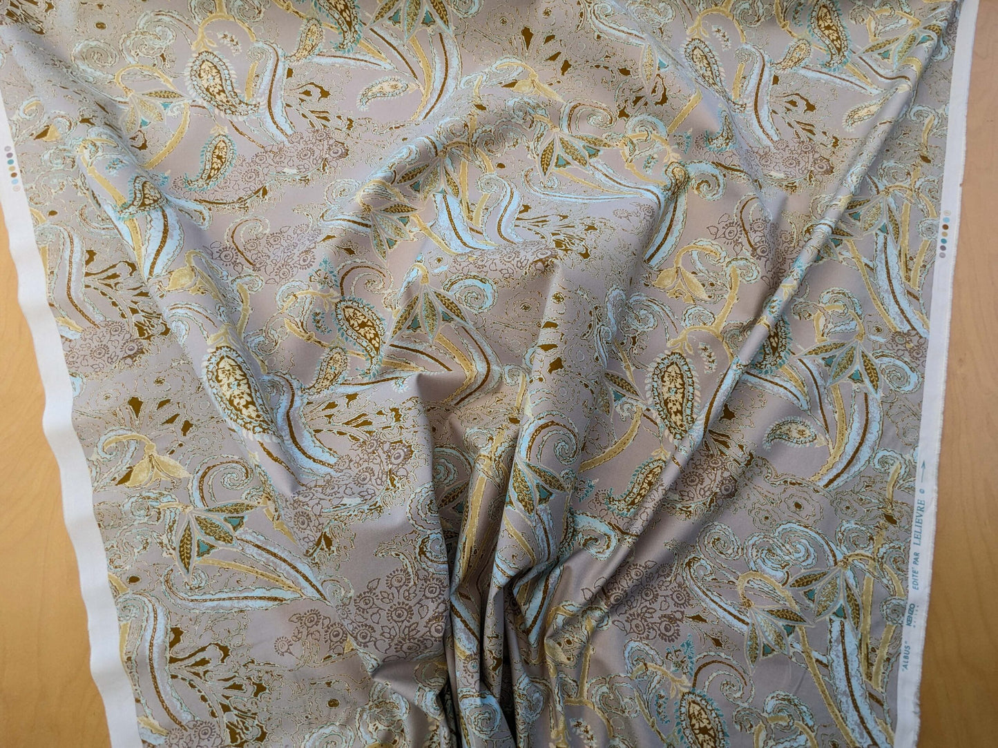 Scalamandre Lelievre Paris Albus Armande Paisley Abstract Art Deco Gray Blue Gold MSRP USD304/y