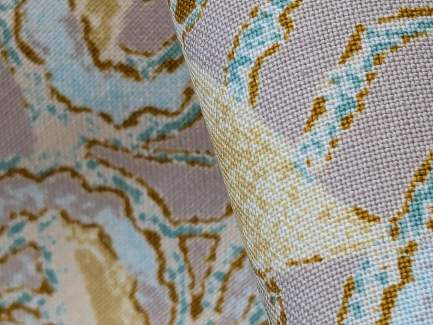 Scalamandre Lelievre Paris Albus Armande Paisley Abstract Art Deco Gray Blue Gold MSRP USD304/y