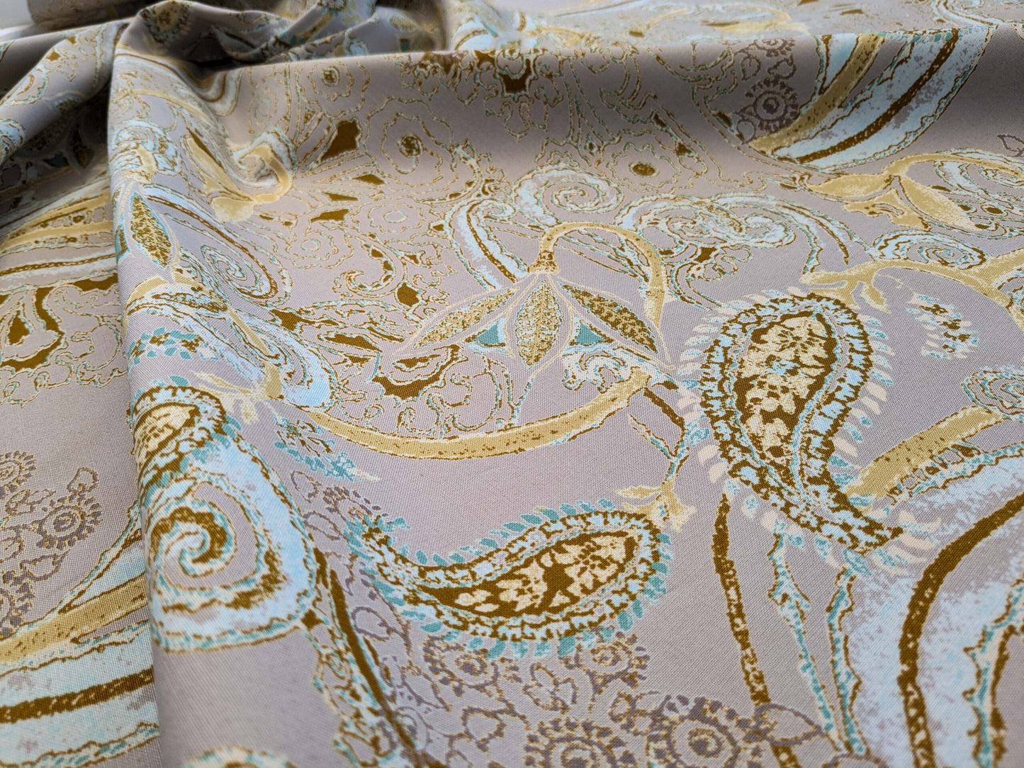 Scalamandre Lelievre Paris Albus Armande Paisley Abstract Art Deco Gray Blue Gold MSRP USD304/y