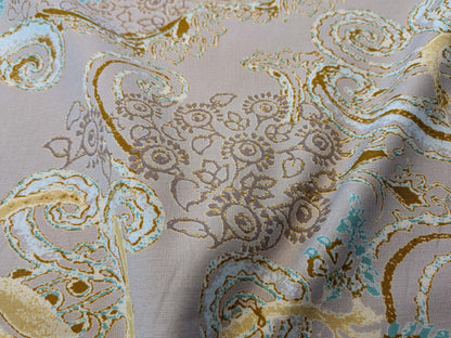 Scalamandre Lelievre Paris Albus Armande Paisley Abstract Art Deco Gray Blue Gold MSRP USD304/y