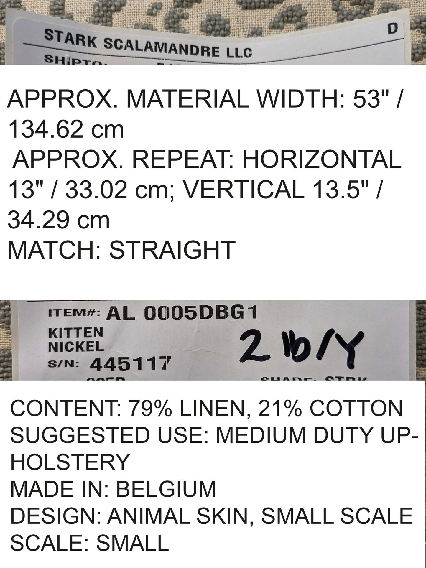 Scalamandre Kitten Nickel Gray Beige Animal Skin Small Scale Texture Cotton Linen MSRP USD 298/y