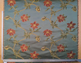 By Yd Scalamandre Caserta Silk Lampas Reseda Blue Pom Lilies MSRP USD 496/y