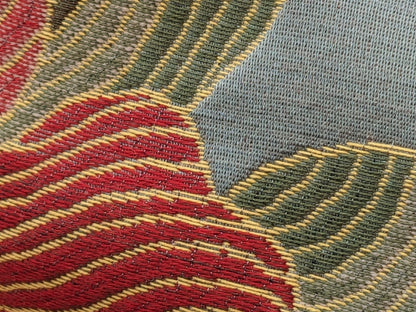 By Yd Scalamandre Caserta Silk Lampas Reseda Blue Pom Lilies MSRP USD 496/y