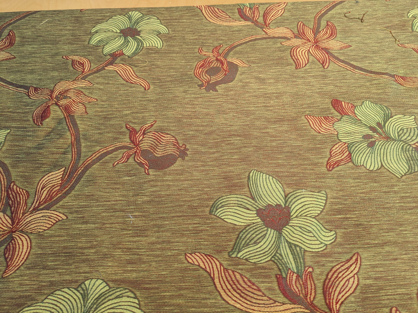 By Yd Scalamandre Caserta Silk Lampas Reseda Blue Pom Lilies MSRP USD 496/y