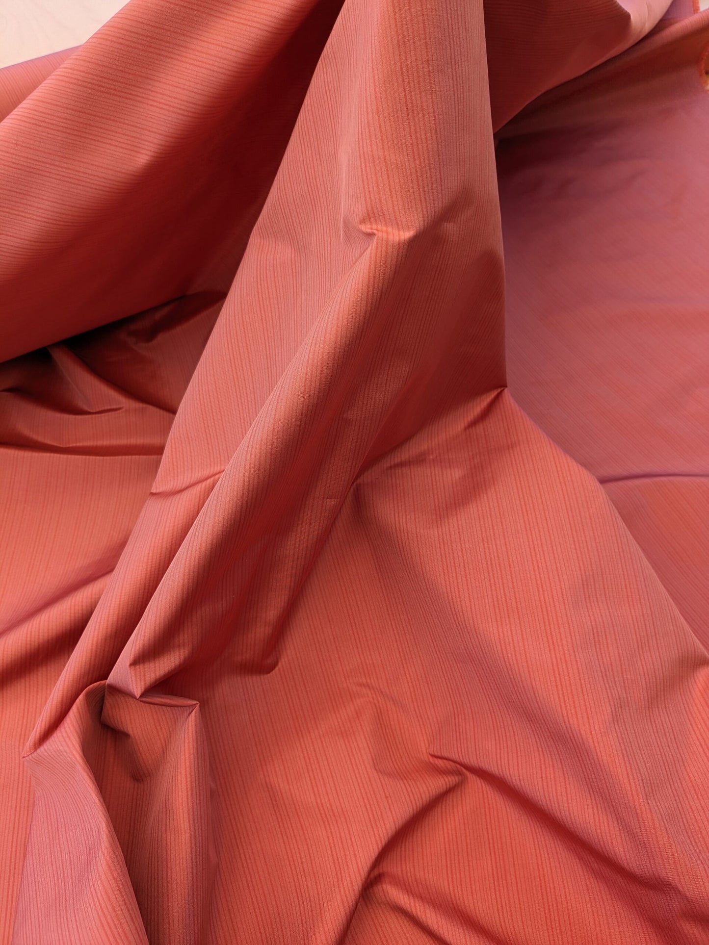 Scalamandre Astley Silk Strie Coral Red Pin Stripe Small Scale MSRP USD350+/yard