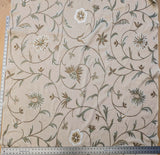 Scalamandre Sindia Wool Celadon Ivory Beige Floral Botanical Embroidery MSRP USD 492/y