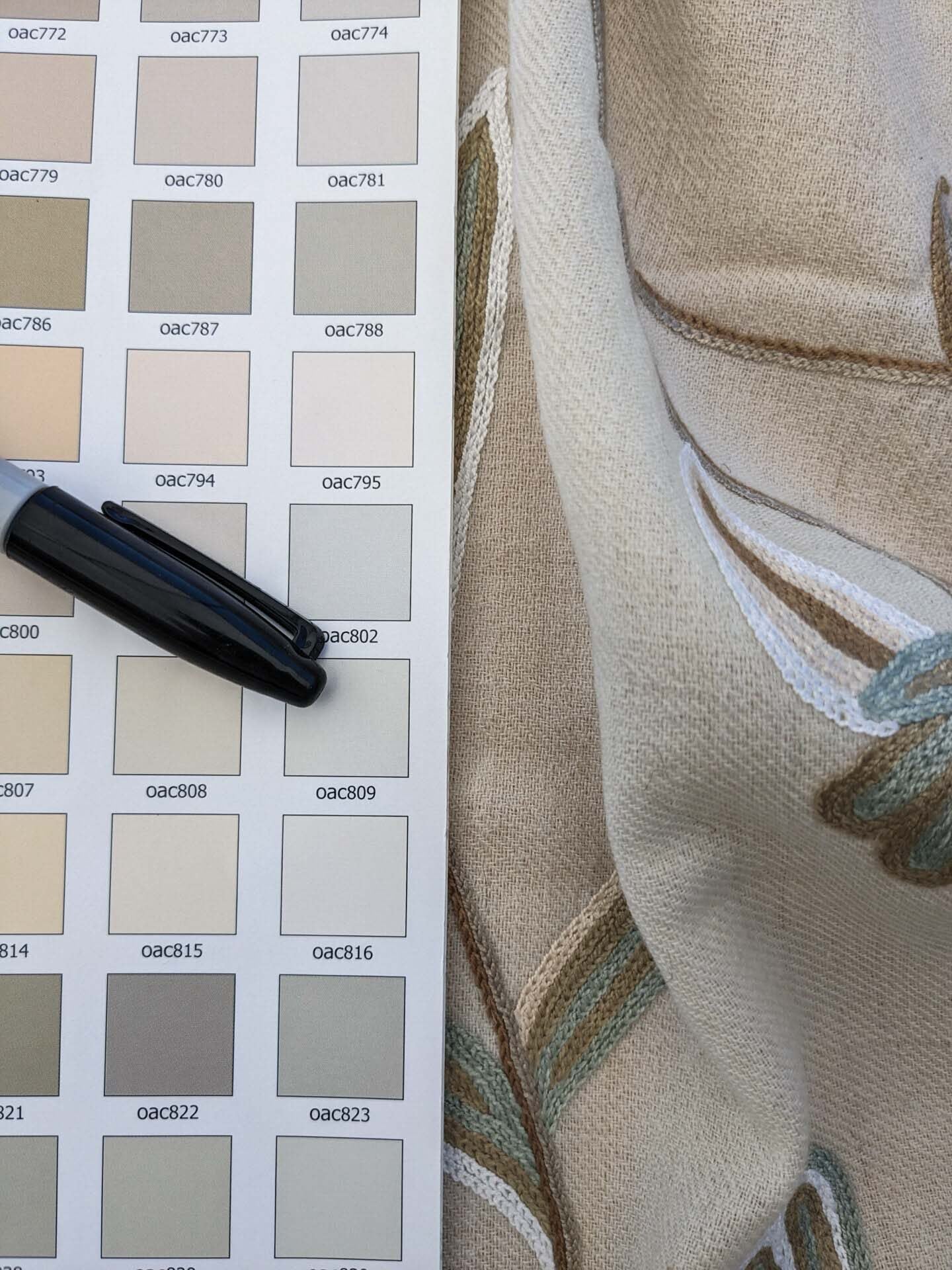 Scalamandre Sindia Wool Celadon Ivory Beige Floral Botanical Embroidery MSRP USD 492/y