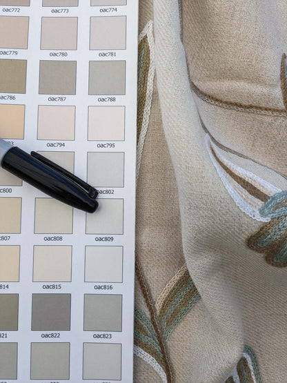 Scalamandre Sindia Wool Celadon Ivory Beige Floral Botanical Embroidery MSRP USD 492/y