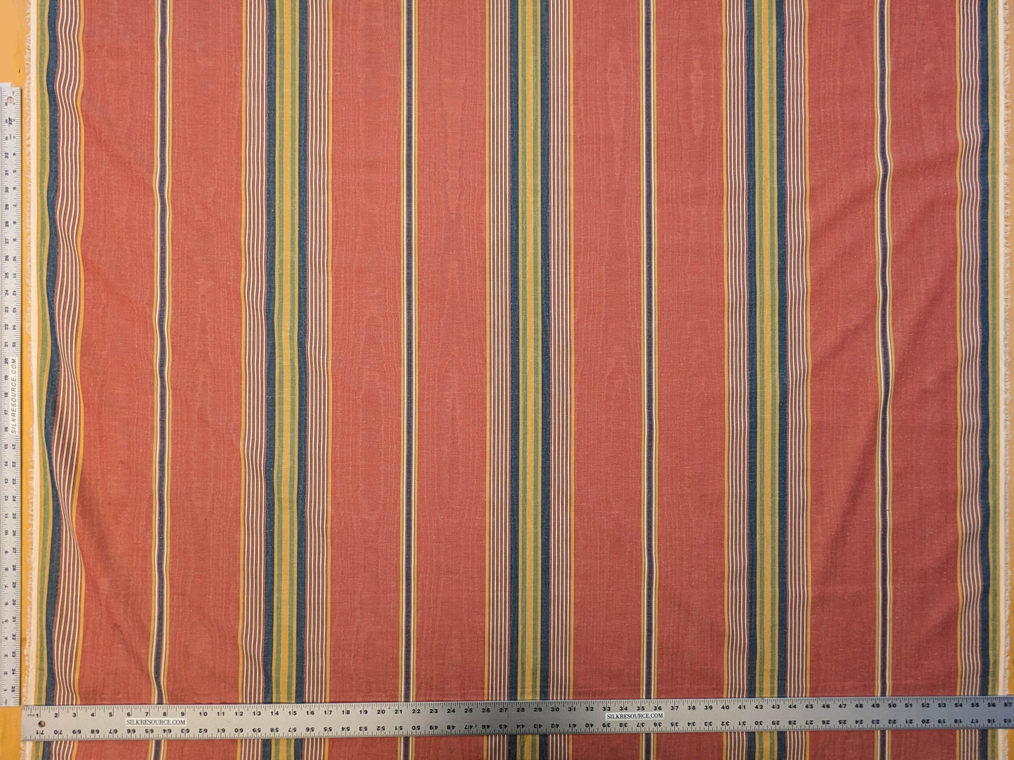 Scalamandre Savini Moire Rose Red Yellow Blue Green Stripe MSRP USD 136/y