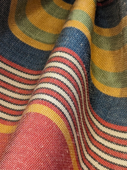 Scalamandre Savini Moire Rose Red Yellow Blue Green Stripe MSRP USD 136/y