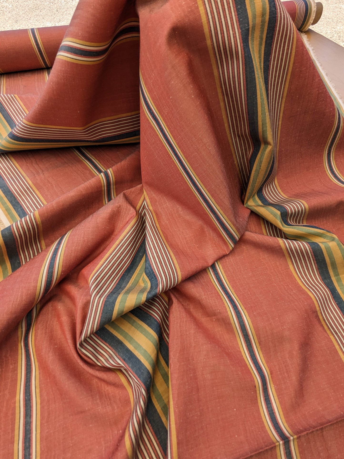 Scalamandre Savini Moire Rose Red Yellow Blue Green Stripe MSRP USD 136/y