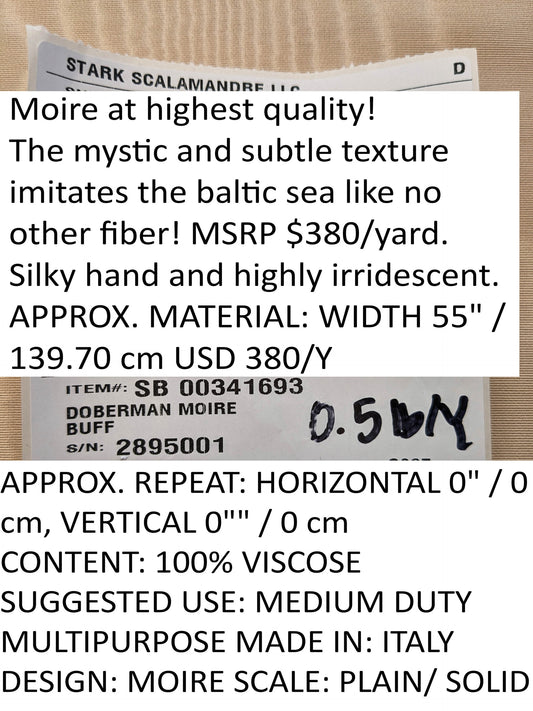 Scalamandre Doberman Moire Buff Viscose Beige Plain Solid MSRP USD 380/y