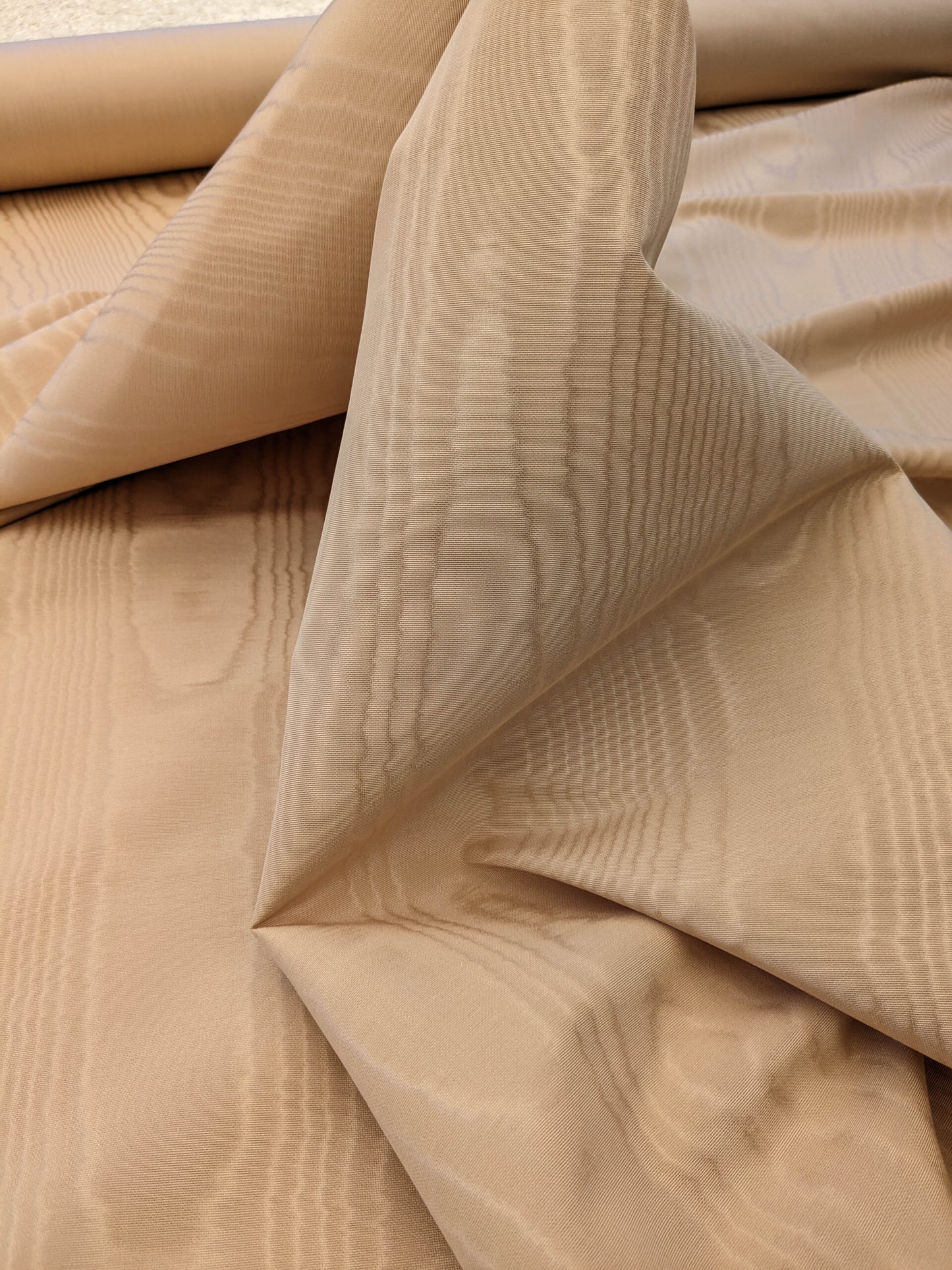 Scalamandre Doberman Moire Buff Viscose Beige Plain Solid MSRP USD 380/y