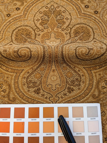 Scalamandre Solaine Topaz Brown Paisley Medallion MSRP USD 184/y