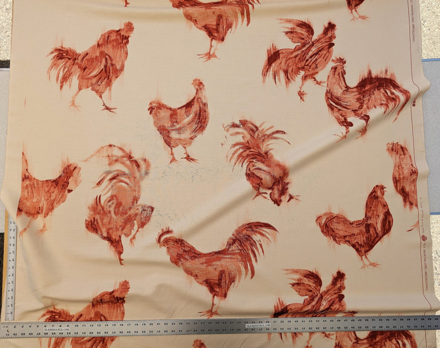 Scalamandre Chanticleer Terracotta Rooster Chicken French Country Toile Red White MSRP USD 200+/Y