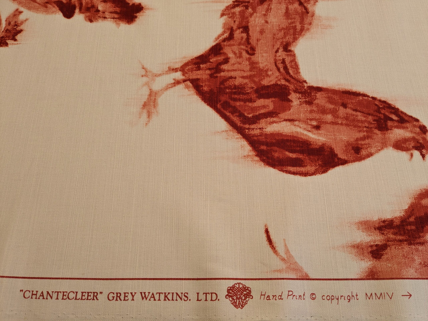 Scalamandre Chanticleer Terracotta Rooster Chicken French Country Toile Red White MSRP USD 200+/Y