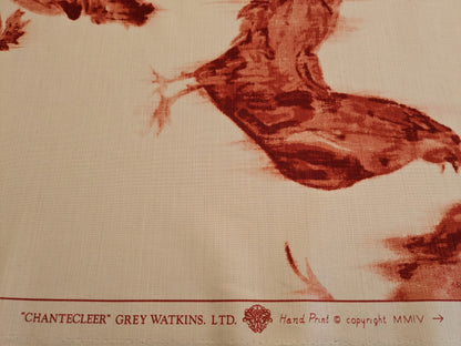 Scalamandre Chanticleer Terracotta Rooster Chicken French Country Toile Red White MSRP USD 200+/Y