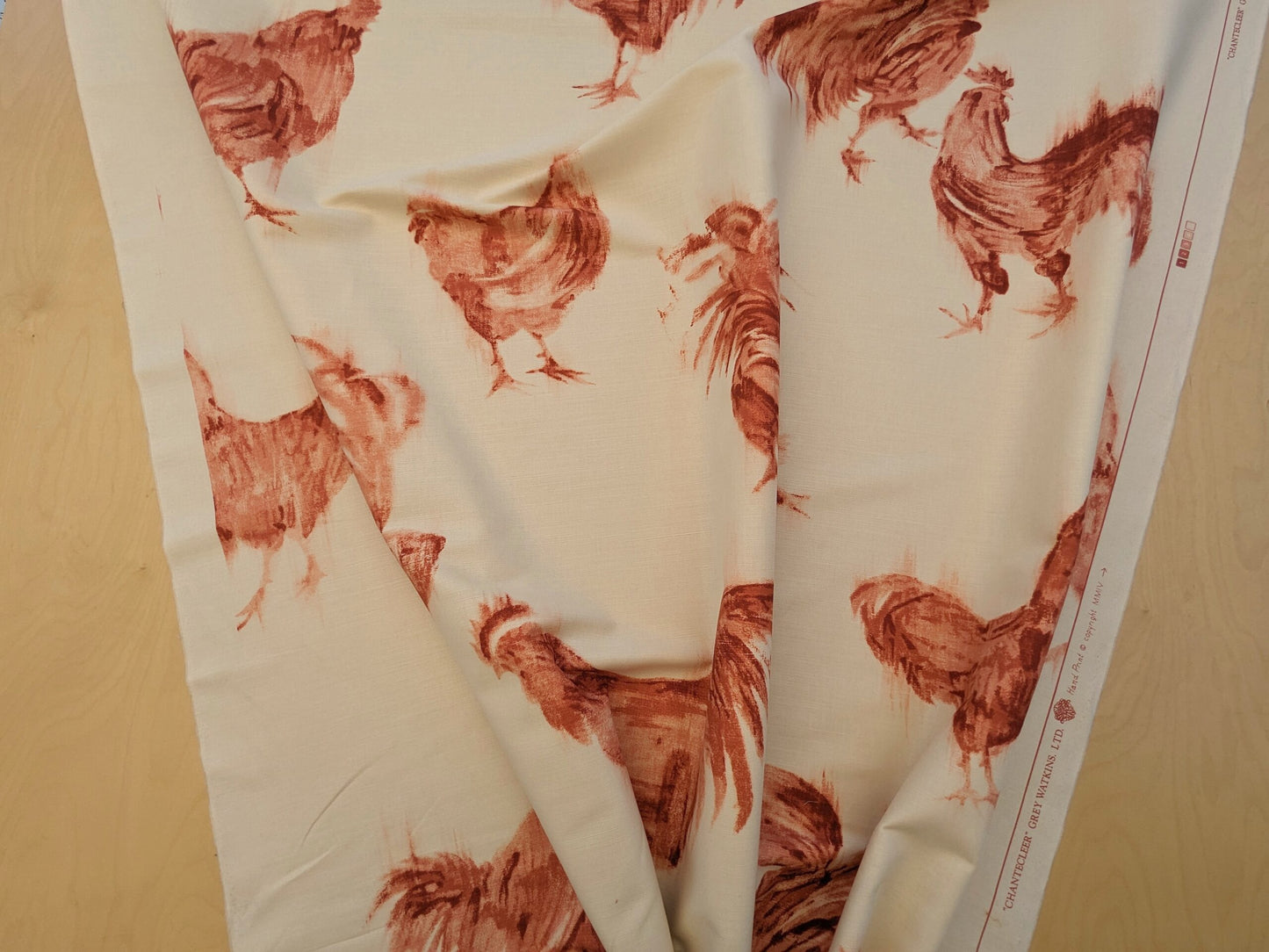 Scalamandre Chanticleer Terracotta Rooster Chicken French Country Toile Red White MSRP USD 200+/Y